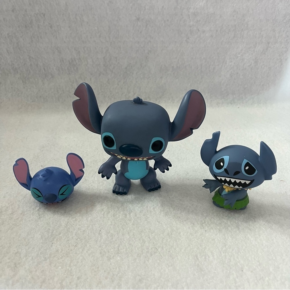 Set of 3 STITCH FUNKO Figures Head Disney Hula Plastic Toy